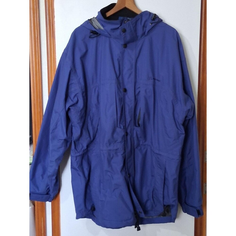Dutch Harbor Gear Blue Hooded Jacket Mens 2XL Nylon Rain Parka Outdoor Coat